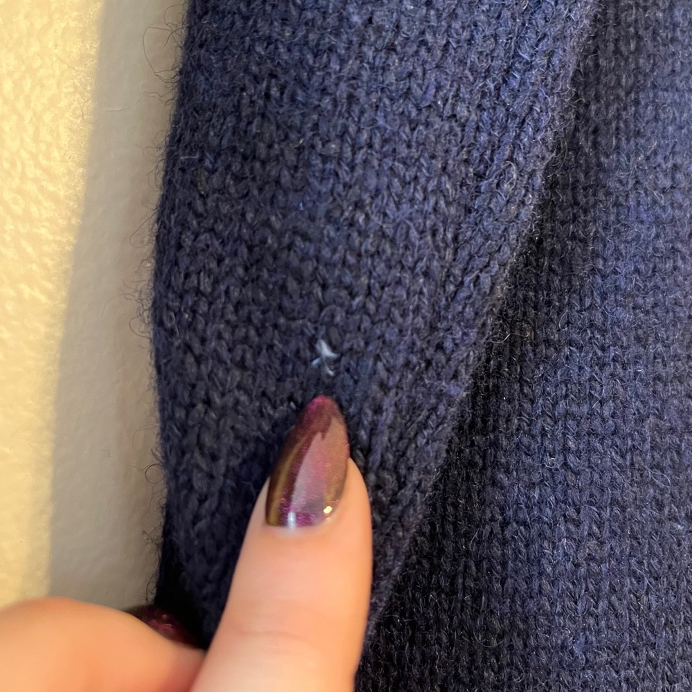 Vintage Shetland Wool Blend Knit Sweater Blue Pullover Jacob Reed's Sons - Picture 6 of 8